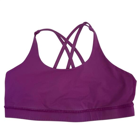 Lululemon Strappy Back Sports Bra Purple Sz 12 Womens Medium Impact Workout Bra - Picture 1 of 9
